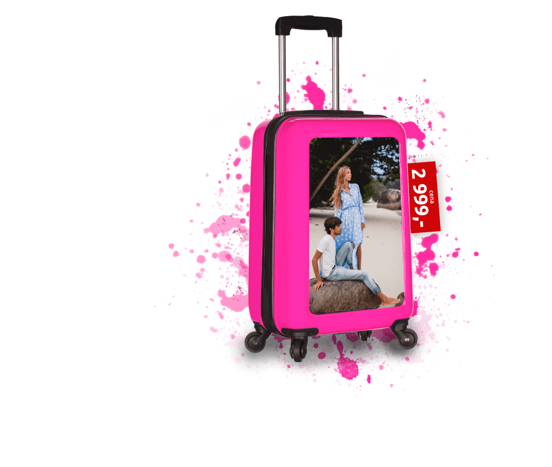 originálníkabonové zavazadlo s vlastní fotografií, růžová